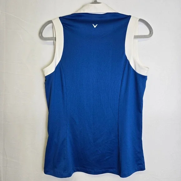 Callaway Colorblock Sleeveless Golf Polo, Opti-Dri, Blue/White, Women's Medium - Picture 6 of 8